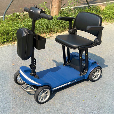Cyseekin M10 lightweight foldable 4-wheel mobility scooter in fully unfolded, ready-to-ride status (real photo)